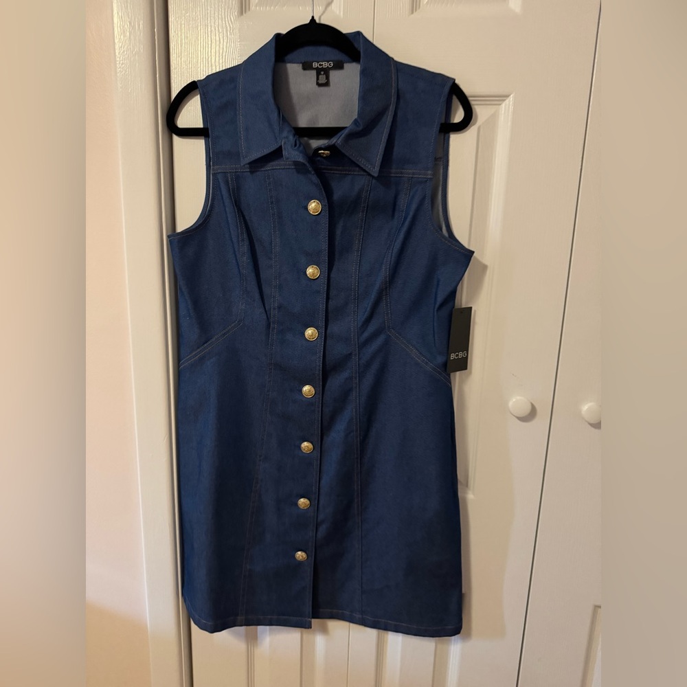 NWT BCBG Women’s Paris Denim Button-Front Dress – Size 12
